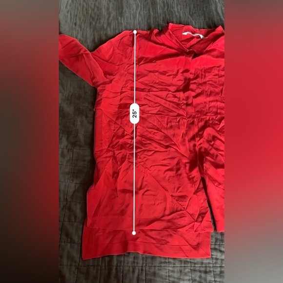 Walter Baker Silk Red Long Sleeve Button Down Blouse Top Size L - Picture 3 of 7